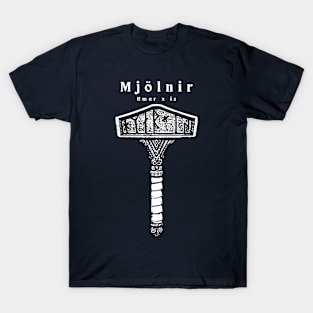 Norse Mythology Mjolnir (white print) T-Shirt